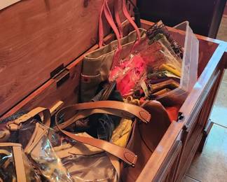purses, cedar chest