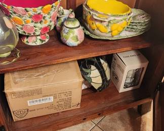 Peek inside cabinets for more... Floral dining accents