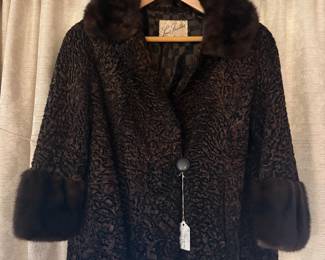 Louis Fruchter Tacoma Persian lamb w/ mink trim coat