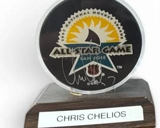 Autographed CHRIS CHELIOS NHL All-Star Game Hockey Puck