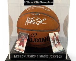 Authentic Autographed MAGIC JOHNSON LEBRON JAMES Basketball w/ COA