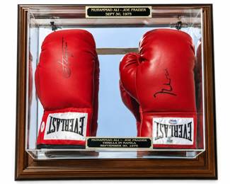 Authentic Autographed MUHAMMAD ALI / JOE FRAZIER Boxing Gloves, PSA and JSA