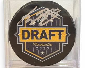 CONNOR BEDARD Autographed 2023 NHL Entry Draft Hockey Puck 