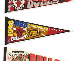Three Vintage Chicago Bulls Pennants 