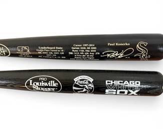 Two CHICAGO WHITE SOX Commemorative Etched Louisville Slugger Bats
