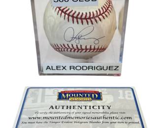 Autographed ALEX RODRIGUEZ Baseball, 500 Home Run Club 