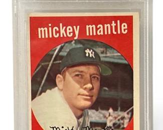 Authentic 1959 TOPPS MICKEY MANTLE #10 Baseball Card, PSA 4 VG-EX Graded