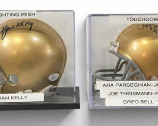 Two Authentic NOTRE DAME Football Autographed Mini Helmets w/ COA