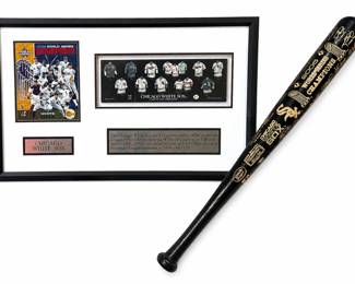 CHICAGO WHITE SOX 2005 World Series Champions Etched Baseball Bat and Jersey Evolution 