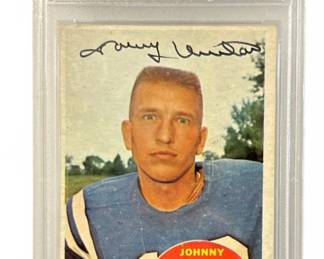 Authentic 1960 TOPPS JOHNNY UNITAS Signed #1 Football Card, PSA/DNA Certified