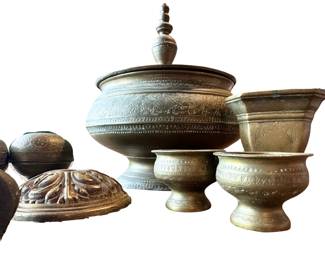 Southeast Asian brass betel nut set