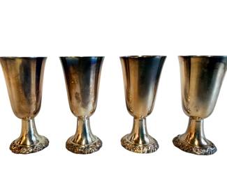4 vintage silver-plated cordial goblets