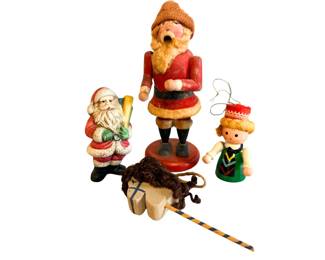 Eclectic mix of vintage folk-art Christmas decor
