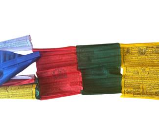 Tibetan prayer flags: This is a large collection of Tibetan prayer flags, traditionally known as Lungta (meaning "Wind Horse") in Tibetan Buddhism.These colorful, rectangular cloths are printed with sacred texts, mantras, and illustrations. They are strung along mountain ridges, temples, homes, and doorways across the Himalayas so that the wind can blow through them, carrying prayers of peace, compassion, strength, and wisdom into the surrounding world. The flags in your photos are arranged in a specific, repeating order. In Tibetan tradition, the five colors represent the Five Pure Lights or the elements of nature. They must always be hung from left to right in this precise order to maintain spiritual harmony:Blue: Represents the sky and space.White: Represents the wind and air (visible at the far left edge of Image 1).Red: Represents fire.Green: Represents water.Yellow: Represents the earth.