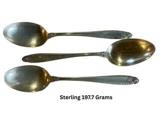 Three large vintage solid sterling silver spoons