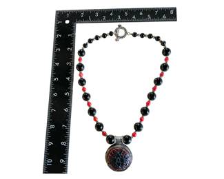 Asiatic-style artisan statement necklace