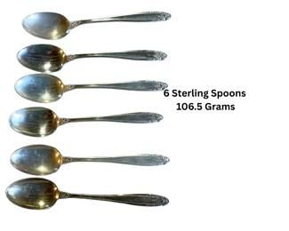 Six vintage solid sterling silver teaspoons
