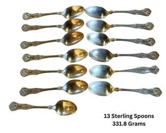 13 antique solid sterling silver spoons Lancaster