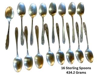 16 vintage solid sterling silver spoons