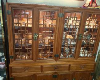 Large Chinoiserie Rosewood China Cabinet