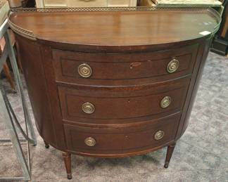 Mahogany Demilune Server w/ Brass Gallery