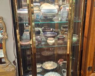 Henredon Curio w/ Studio Pottery Collection