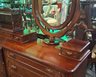Beautiful Cherry Lillian Russell Dresser w/ removable glove boxes and mirror - Davis Cabinet Co.