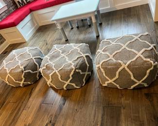 Excellent Condition. Can be used as chairs , leg rests, and decor. Dimensions: 25'' Length, 25'' Width, 13'' Height