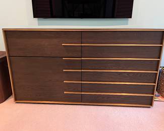 Wood Dresser. Beautiful brown wood with gold accents. Dimensions: Width: 72'', Height: 39'' , Depth: 22''. Purchased for $4,000. I have 2 matching nightstands if you're interested