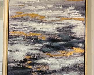Beautiful Wall Art. Gold color frame. Dimensions: Height= 39'', Width= 29.5'', Depth= 1.5''. Perfect Condition.
