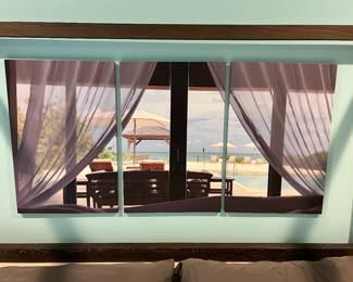 Turks & Caicos Pool and Beach view from bed (a canopy bed just like the one the homeowners are selling in the master bedroom). Dimensions: 62'' Width , 30'' Height, 1'' Depth