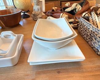 White Serving Bowls and Platter Set