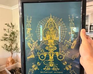 Framed Mechanical Octopus Print