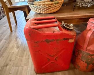 Vintage Red Metal Oil Can Decor