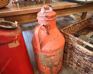 Vintage Red Metal Gas Can Decor