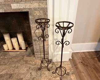 Pair of Wrought Iron Candle Holders