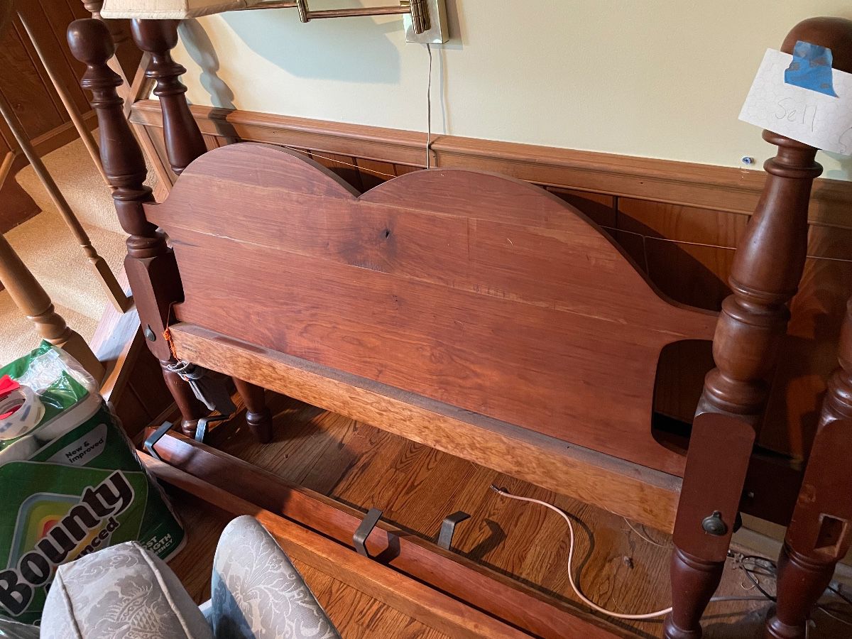 Full cherry cannonball bed frame. Matching dresser (see other pictures)