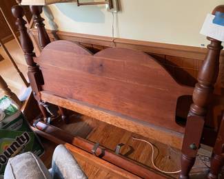 Full cherry cannonball bed frame. Matching dresser (see other pictures)