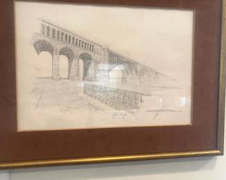 Ed Fisher original art of Eads bridge
