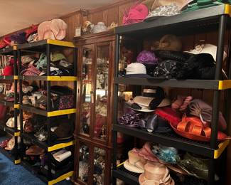 Church hats and various bags and clutches