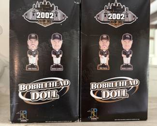 Check out this collectible pair of 2002 Subway Series Bobbleheads featuring Mike Piazza and Roger Clemens. These officially licensed Players Choice bobbleheads were originally given away during the 2002 MLB season and have become a fun piece of New York baseball history.