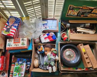 ou never know what you'll find at this estate sale!  One box holds vintage toys. The next has records, games, collectibles, and who knows what else! From an old roulette wheel and Erector Set pieces to dolls, model kits, poker chips, and nostalgic treasures, this is the kind of sale where every box is worth digging through.  If you love the thrill of discovering something unexpected, this is your kind of estate sale.
