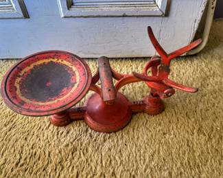 Step back to the late 1800s and early 1900s with this antique Fairbanks cast iron balance scale. Long before digital displays and barcode scanners, this beauty was hard at work in general stores, butcher shops, candy stores, and markets, carefully weighing everything from flour to sweets.