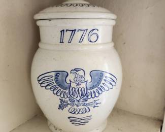 These beautiful Metlox Poppy Trail “Eagle Provincial” canisters were proudly made in California and are a wonderful piece of American history. Featuring the iconic blue eagle design with the date 1776, they became especially popular during the 1970s as families celebrated the U.S. Bicentennial and embraced classic Americana décor.  Crafted from durable ceramic stoneware and made right here in the USA, these canisters are as functional as they are collectible. Whether you use them in the kitchen or display them on a shelf, they add a timeless patriotic touch that’s perfect all year long.  If you love vintage American pottery, Metlox, or unique pieces with history, these are definitely worth a closer look!