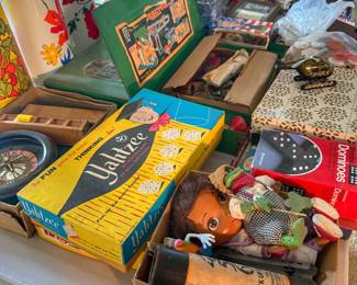 Step back in time with this fantastic assortment of classic games and nostalgia, perfect for collectors or family game nights! This estate find features a variety of well-loved items from bygone eras.