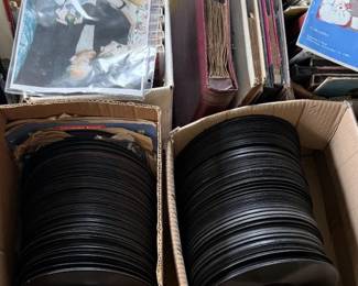 Check out this large collection of vintage vinyl records and albums.  Great opportunity for music collectors and dealers! This lot includes a substantial collection of vintage vinyl records (33s, 78s and 45s)..