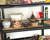 Gardening tools, potting treatment, etc. - one of the several shelves for sale too!