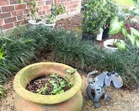 Here is one of the two matching pottery pots - heavy!