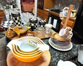 Pyrex, Vintage Lazy Susan, etc.