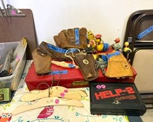 Vintage toys, etc. from 1940's! Also, card table with 4 chairs